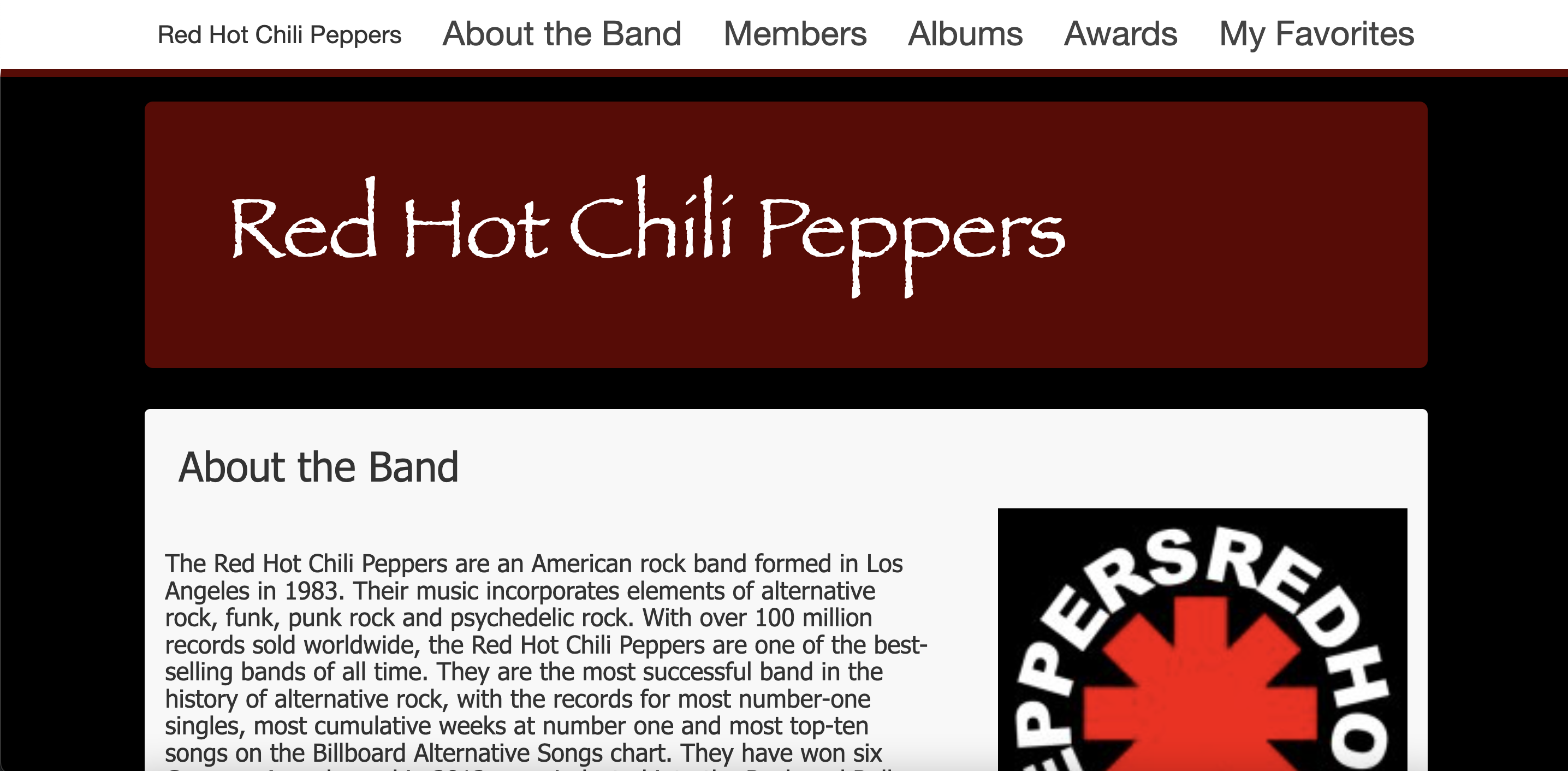 Red Hot Chili Peppers Website Screenshot